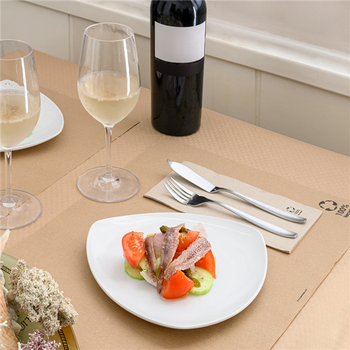 Serviette Double Point® 30x40cm pliage 1/6 Beige FEEL GREEN - Paquet de 50 unités