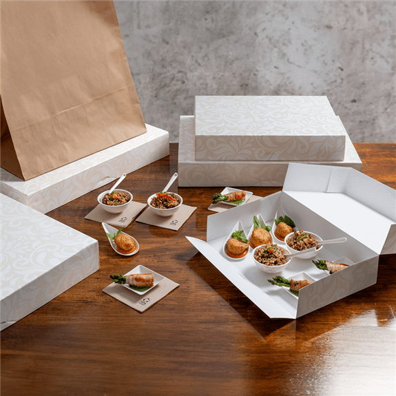 Boîte de transport Damassé pour plateau type traiteur 32 x 42 x 6 cm - carton de 100 unités