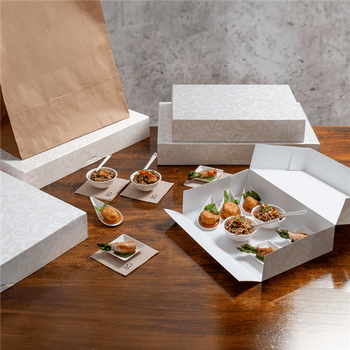 Boîte de transport Damassé pour plateau type traiteur 32 x 42 x 6 cm - carton de 100 unités