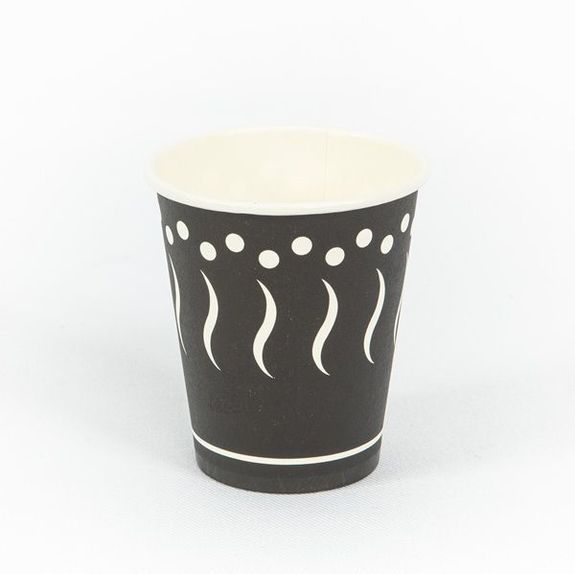Gobelet en carton imprimé noir 18 cl - paquet de 50 unités