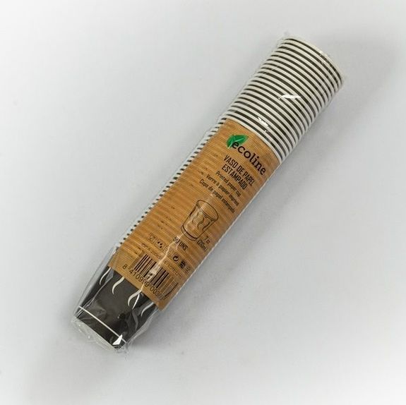 Gobelet en carton imprimé noir 21 cl  - paquet de 50 unités