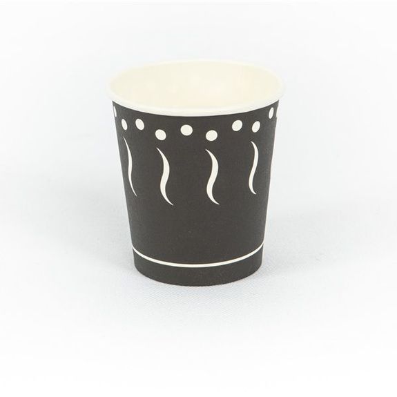 Gobelet en carton imprimé noir 21 cl  - paquet de 50 unités