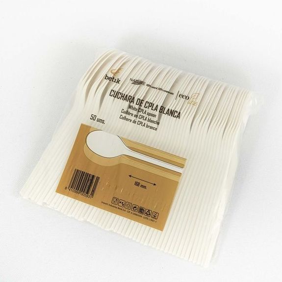 Cuillère compostable et biodégradable en CPLA 16.8 cm - paquet de 50 unités