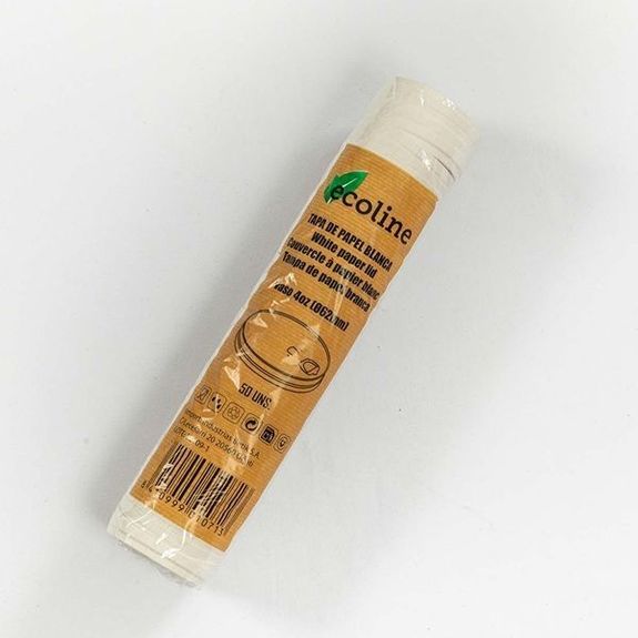 Couvercle BLANC en carton pour gobelet 12 cl - paquet de 50 unités