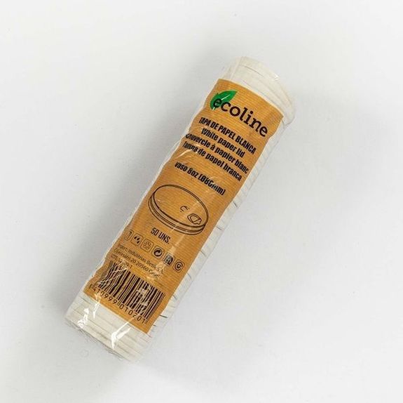 Couvercle BLANC en carton pour gobelet 24 cl - paquet de 50 unités