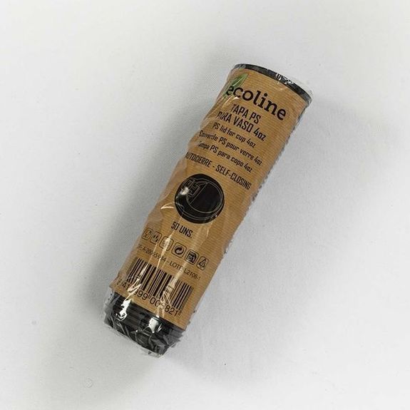 Couvercle NOIR en PS pour gobelet 12 cl - paquet de 50 unités