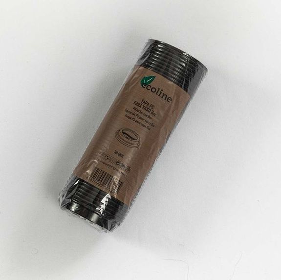 Couvercle NOIR en PS pour gobelet 24 cl - paquet de 50 unités