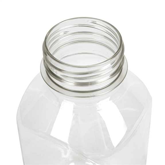 Bouteille carrée en  plastique PET avec bouchon plastique - 350 ml - 6.2x6.2x13.8(h)cm -  Carton de 186 unités