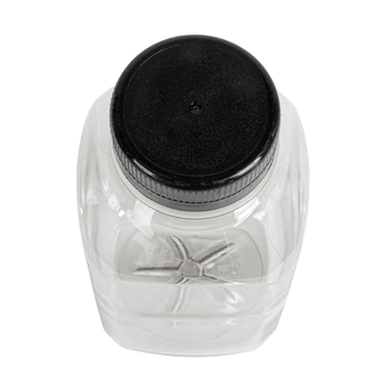 Bouteille carrée en  plastique PET avec bouchon plastique - 350 ml - 6.2x6.2x13.8(h)cm -  Carton de 186 unités