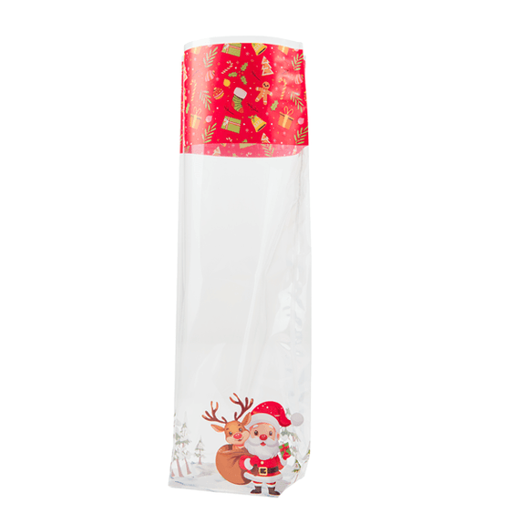 Sachet avec fond carton MERRY CHRISTMAS 170 x 320 mm - carton de 500 unités