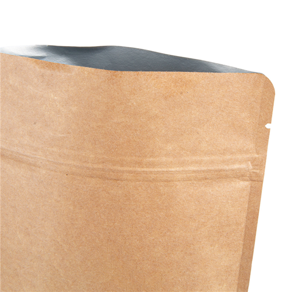 Sachet kraft DOYPACK 450 ml avec zip et intérieur aluminium 13 + 3.5 x 22.5 cm - paquet de 50 unités