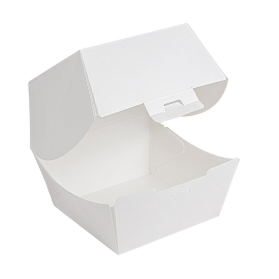 Coque burger large extra haute en carton nano-micro BLANCHE 14.4x13.6x11.5 cm - carton de 500 unités