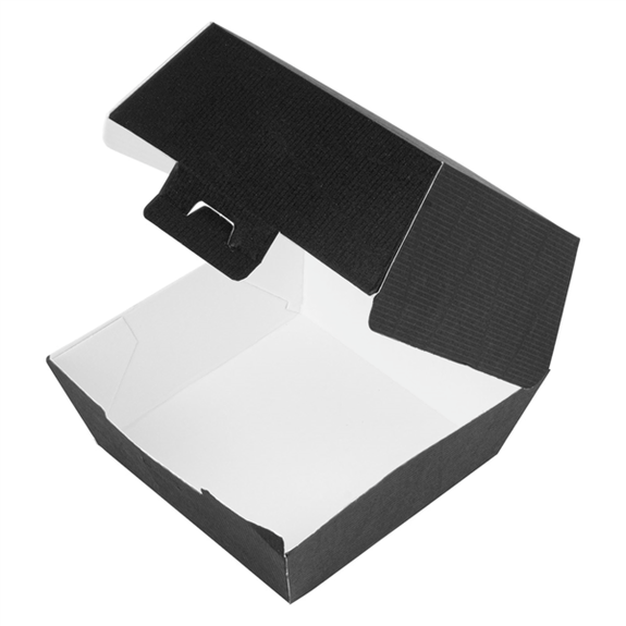 Coque burger large haute en carton nano-micro NOIRE 14.4x13.6x9.2 cm - carton de 500 unités