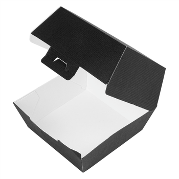 Coque burger large haute en carton nano-micro NOIRE 14.4x13.6x9.2 cm - carton de 500 unités
