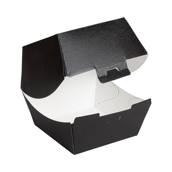Coque burger large extra haute en carton nano-micro NOIRE 14.4x13.6x11.5 cm - carton de 500 unités