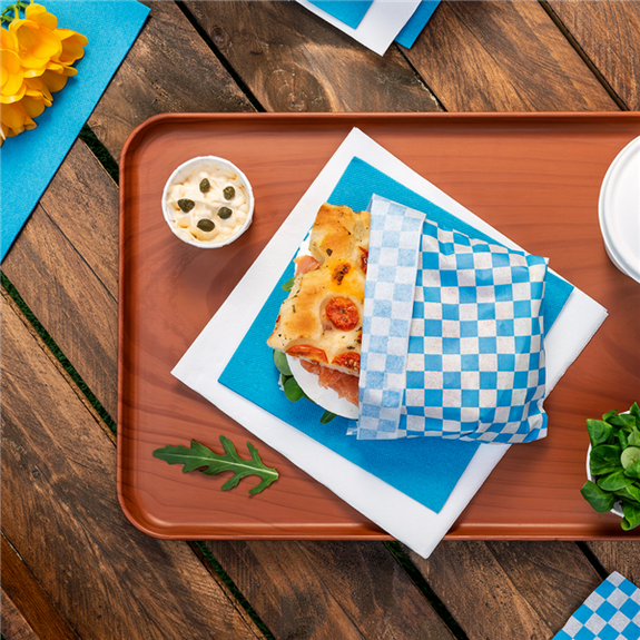 Feuille ingraissable Damier bleu 28 x 34 cm - pack de 1000 feuilles