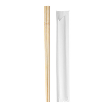Baguettes chinoises en bambou 20 cm avec emballage individuel blanc - pack de 1000 sachets