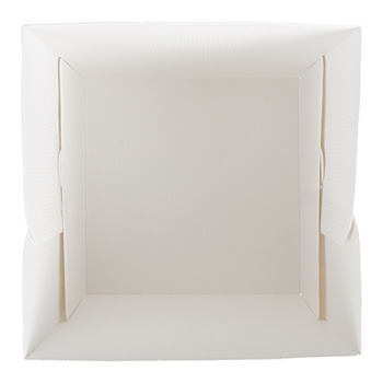 Boîte pâtissière haute BLANCHE décorée 25.4x25.4x30.5(h) cm - carton de 30 unités
