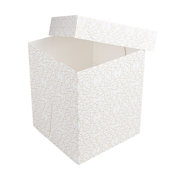 Boîte pâtissière haute BLANCHE décorée 25.4x25.4x30.5(h) cm - carton de 30 unités