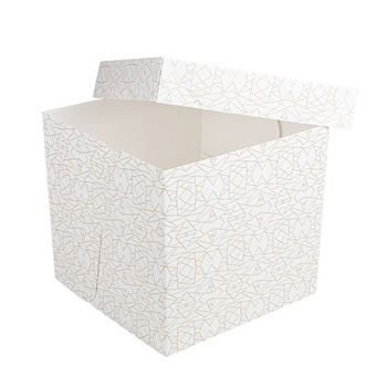 Boîte pâtissière haute BLANCHE décorée 35.6x35.6x30.5(h) cm - carton de 30 unités