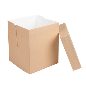 Boîte pâtissière haute KRAFT décorée 25.4x25.4x30.5(h) cm - carton de 30 unités