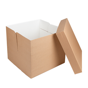 Boîte pâtissière haute KRAFT décorée 35.6x35.6x30.5(h) cm - carton de 30 unités