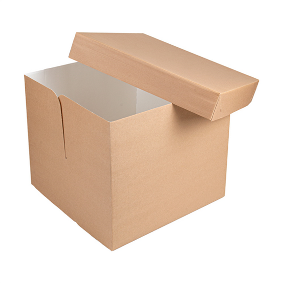 Boîte pâtissière haute KRAFT décorée 35.6x35.6x30.5(h) cm - carton de 30 unités
