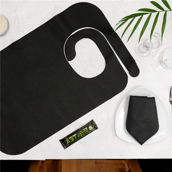 Bavoirs grande taille NOIR en Spunbond - Paquet de 100 unités