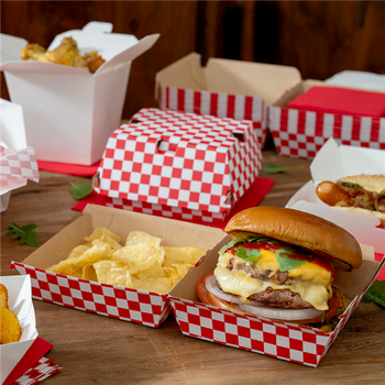 Coque burger en carton nano-micro VICHY ROUGE 14,7x14x7 cm - carton de 500 unités