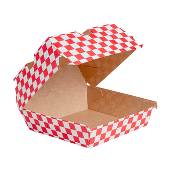 Coque burger en carton nano-micro VICHY ROUGE 14,7x14x7 cm - carton de 500 unités