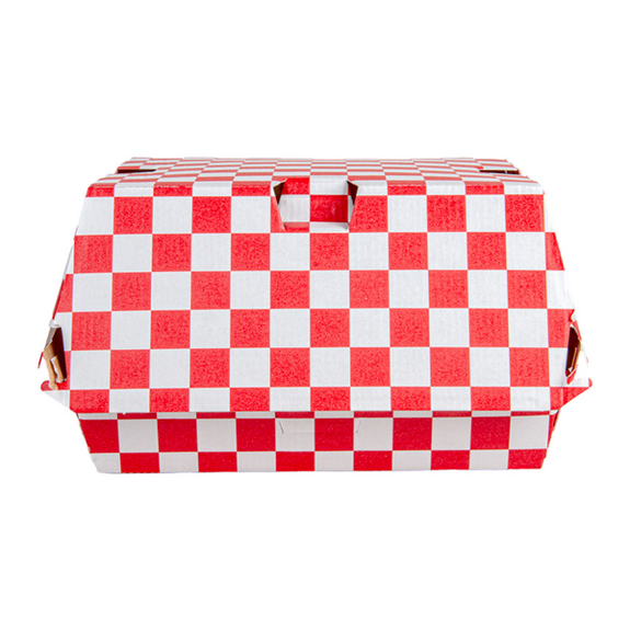 Coque burger en carton nano-micro VICHY ROUGE 14,7x14x7 cm - carton de 500 unités