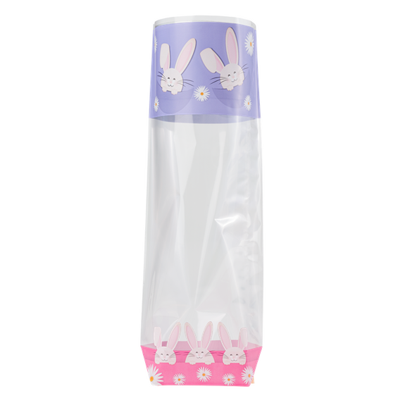 Sachet avec fond PP JOYEUX LAPINS 100 x 220 mm - carton de 1000 unités