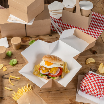 Coque burger XXL en carton nano-micro KRAFT 15.5x15.5x11.5 cm - carton de 300 unités