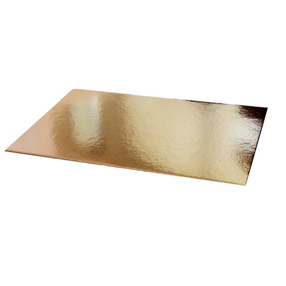 Support à pâtisserie rectangulaire double face OR et NOIR 15x20 cm - pack de 50 unités