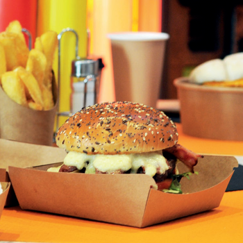 Coque burger extra haute en carton KRAFT 15x14.5x10.5 cm - carton de 300 unités