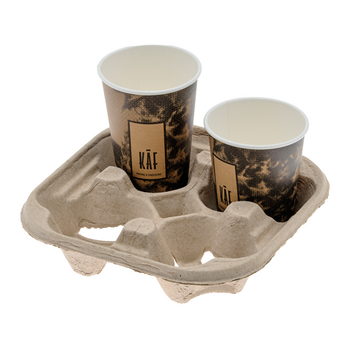 Porte Gobelets en carton recyclé 4 emplacements  - Carton de 200 unités