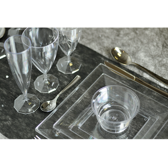 Sous assiette carrée injectée CRISTAL 30 x 30 cm réutilisable - Carton de 72 unités