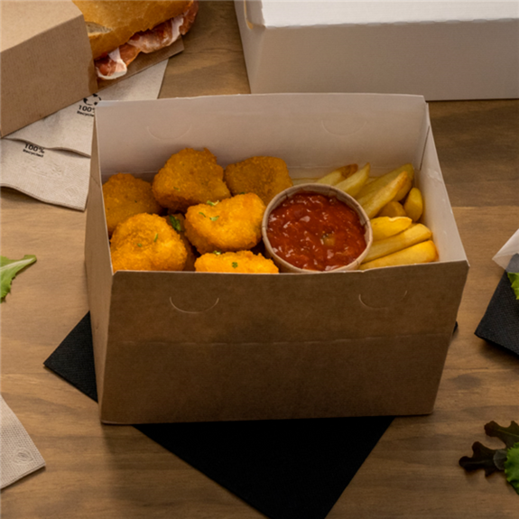 Boîte Take Away en carton kraft 1 litre - Carton de 300 unités