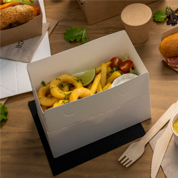 Boîte Take Away en carton BLANCHE 1 litre - Carton de 300 unités