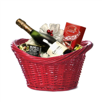 Panier ovale en osier rouge - Carton de 10 unités