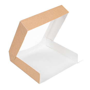 Boîte KRAFT en carton nano-micro pour macarons ou sushi avec fenêtre 23x23x5cm - carton de 300 unités