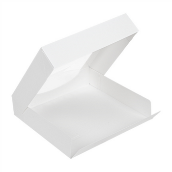 Boîte BLANCHE en carton nano-micro pour macarons ou sushi avec fenêtre 23x23x5cm - carton de 300 unités