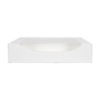 Boîte BLANCHE en carton nano-micro pour macarons ou sushi avec fenêtre 23x23x5cm - carton de 300 unités