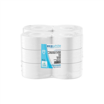 Rouleau papier toilette blanc dévidage central 20 x 11 cm - Diam int 4.6 cm - Cellulose - 180m - 12 rouleaux