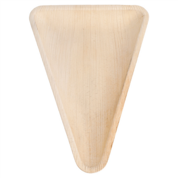 Assiette triangulaire en feuille de palmier 23 x 15.5 x 2.2 cm - Carton de 200 unités