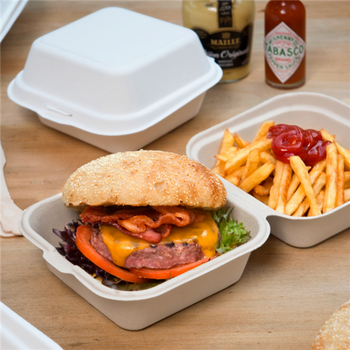 Coque à Burger en cellulose naturelle fibre de canne à sucre  - Blanc - 15.2x15 cm- carton de 600 unités