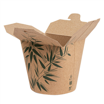 Pot en carton avec fermeture croisillon pour pâtes Feel Green 780 ml - pack de 50 unités