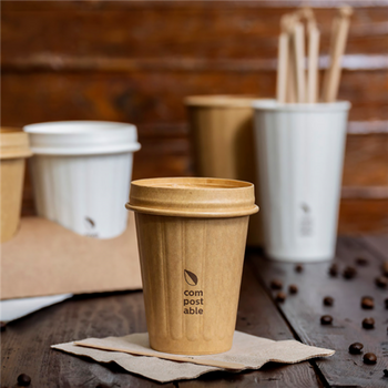 Gobelet COMPOSTABLE KRAFT double paroi en carton 24 cl pour café et boissons chaudes - carton de 1000 unités
