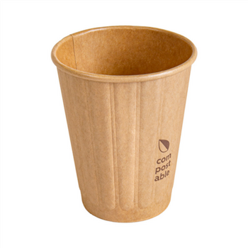 Gobelet COMPOSTABLE KRAFT double paroi en carton 24 cl pour café et boissons chaudes - carton de 1000 unités