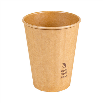 Gobelet COMPOSTABLE KRAFT double paroi en carton 36 cl pour café et boissons chaudes - carton de 1000 unités